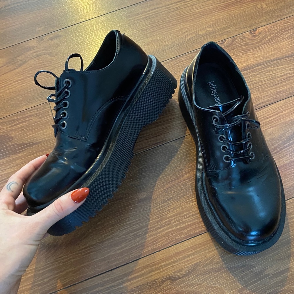 Jeffrey Campbell black platform loafers